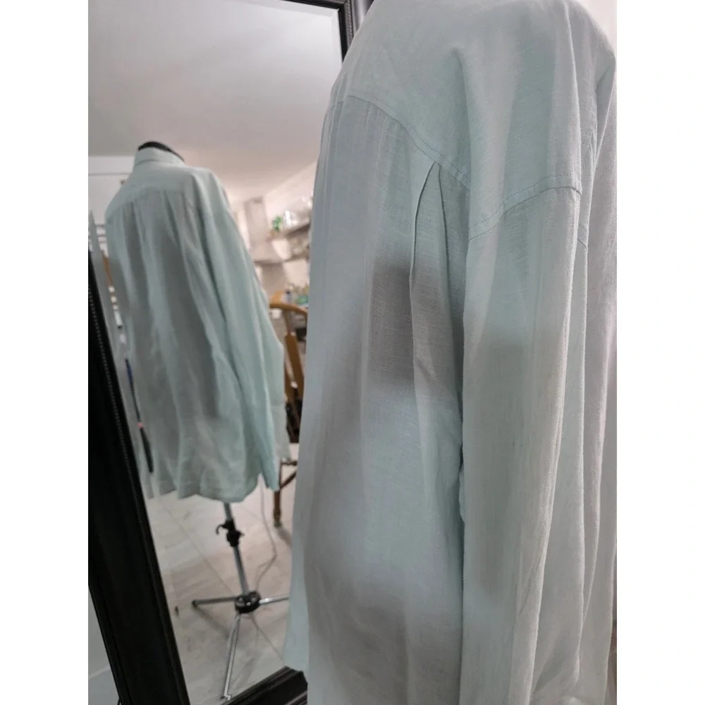 Tommy Bahama Relax 2X 100% Linen Shirt Light Blue Big Tall Long Sleeve Button Up - Picture 3 of 8